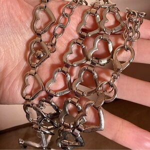 Vintage retro art deco coquette girl silver heart skinny Chain Belt 1980’s Amazon.com: 2 PCS Heart Chain Belt 46.8 main image 4